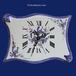 FAIENCE WALL CLOCK PARCHMENT MODEL BLUE FLOWERS PAINTING 