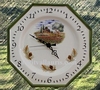 FAIENCE OCTAGONAL WALL CLOCK DECORATION POPPYS GREEN BORDER 