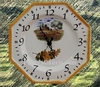 FAIENCE OCTAGONAL WALL CLOCK DECORATION POPPYS 