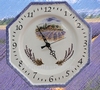 HORLOGE FAIENCE OCTOGONALE DECOR CHAMPS DE LAVANDES (CA) 