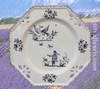 ASSIETTE OCTOGONALE AJOUREE DECOR TRADITION MOUSTIERS BLEU 