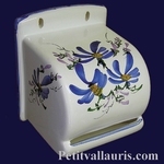 DEROULEUR DE PAPIER TOILETTE DECOR FLEURS BLEUES 