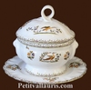 SMALL SIZE SOUP TUREEN WITH HIS PLATE POLYCHROME DECOR