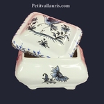 BOITE A BIJOUX RECTANGLE DECOR TRADITION VIEUX MOUSTIER BLEU