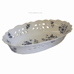 CORBEILLE OVALE AJOUREE DECOR TRADITION VIEUX MOUSTIERS BLEU 