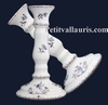 FAIENCE CANDLESTICK BLUE OLD MOUSTIER TRADITION DECORATION