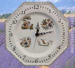 FAIENCE OCTAGONAL WALL CLOCK MOUSTIERS TRADITION DECORATION 