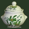 SUGAR BOWL STYLE MODEL GREEN FLOWERS DECOR 