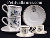 TASSE A CAFE ET SOUS-TASSE DECOR TRADITION MOUSTIERS BLEU 