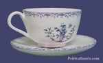 TEA-CUP AND UNDER CUP BLUE OLD MOUSTIERS TRADITION DECOR 