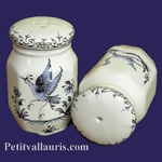 SALTCELLER & PEPPER POT TRADITION MOUSTIERS BLUE DECORATION