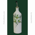 HUILIER BOUTEILLE DECOR FLEURS VERTES 