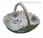 CERAMIC PANNIER OLD MOUSTIERS BLUE DECORATION DIAMETER 26 CM