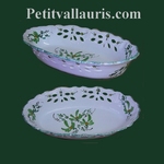 FAIENCE OVALE PERFORATE BASKET GREEN COLOR FLOWER 