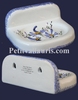 PORTE SAVON MODELE MURAL DECOR FLEURS BLEUES 