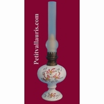 LAMPE BEC A PETROLE DECOR FLEURS ROSES 