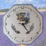 HORLOGE FAIENCE OCTOGONALE DECOR CALANQUES ET LAVANDES 