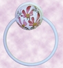 WALL TOWEL HOLDER FLOWERS PINK DECOR (METAL RING) 