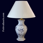 LAMPE FAIENCE HEXAGONALE DECOR TRADITION VIEUX MOUSTIER BLEU