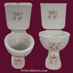 TOILETTES-WC EN PORCELAINE DECOR FLEURS ROSES ARTISANAL 