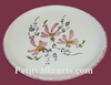 FAIENCE PLATE MODEL FLOWERS PINK PAINT DECORATION 