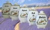 SERIES FAIENCE CHIMNEY POTS WITH TEXT OLD MOUSTIERS DECOR