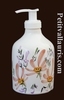 DISTRIBUTEUR DE SAVON LIQUIDE DECOR FLEURS SAUMON-BEIGE 