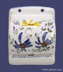 DEROULEUR DE PAPIER TOILETTE DECOR FLEURS BLEUES ET JAUNES 