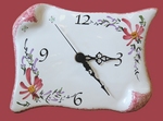 FAIENCE WALL CLOCK PARCHMENT LITTLE MODEL PINK FLOWERS DECOR 