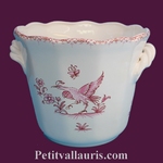 CACHE POT DROIT ANSES PETIT MODELE DECOR MOUSTIERS ROSE 