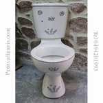 TOILETTES-WC DECOR FLEURS TRADITION VIEUX MOUSTIERS BLEU 