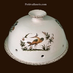 CLOCHE A FROMAGE + ASSIETTE EN FAIENCE DECOR POLYCHROME 