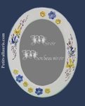 OVAL MIRROR BLUE AND YELLOW FLOWERS DECOR 