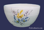 SALAD BOWL LARGE SIZE WITH BLUE AND YELLOW FLOWERS DECOR 