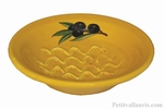 GRATTE + RAPE AIL ROND COULEUR JAUNE  MOTIF OLIVES NOIRES  