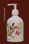 DISTRIBUTEUR DE SAVON LIQUIDE DECOR FLEURS MARRONS 