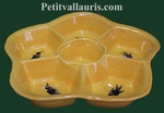 FAIENCE COMPARTIMENT DISH PROVENCAL COLOR AND BLACK OLIVES 