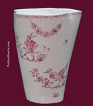 VASE GLAIEUL DECOR TRADITION VIEUX MOUSTIERS ROSE H 20 CM 